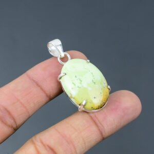Handmade Lemon Chrysoprase Pendant: Oval Sterling Silver Gemstone Jewelry Handmade Lemon Chrysoprase Pendant: Oval Sterling Silver Gemstone Jewelry