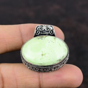 Lemon Chrysoprase 925 Sterling Silver Pendant - Handmade Ethnic Jewelry Lemon Chrysoprase 925 Sterling Silver Pendant - Handmade Ethnic Jewelry
