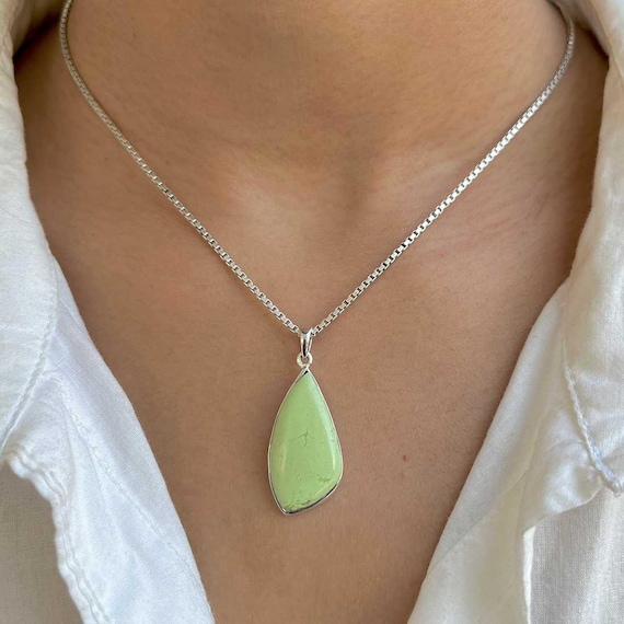 Lemon Chrysoprase Pendant Necklace / 925 Sterling Silver / Healing Gemstone / Gifts For Her / Fancy Cab / Statement Pendant Lcp-p-13. Lemon Chrysoprase Pendant Necklace / 925 Sterling Silver / Healing Gemstone / Gifts For Her / Fancy Cab / Statement Pendant Lcp-p-13.