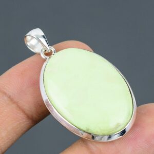 Lemon Chrysoprase Pendant: Oval Gemstone, 925 Sterling Silver, Handmade Boho Jewelry Lemon Chrysoprase Pendant: Oval Gemstone, 925 Sterling Silver, Handmade Boho Jewelry