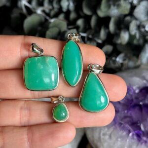 Chrysoprase Necklace: .925 Sterling Silver Pendant Chrysoprase Necklace: .925 Sterling Silver Pendant