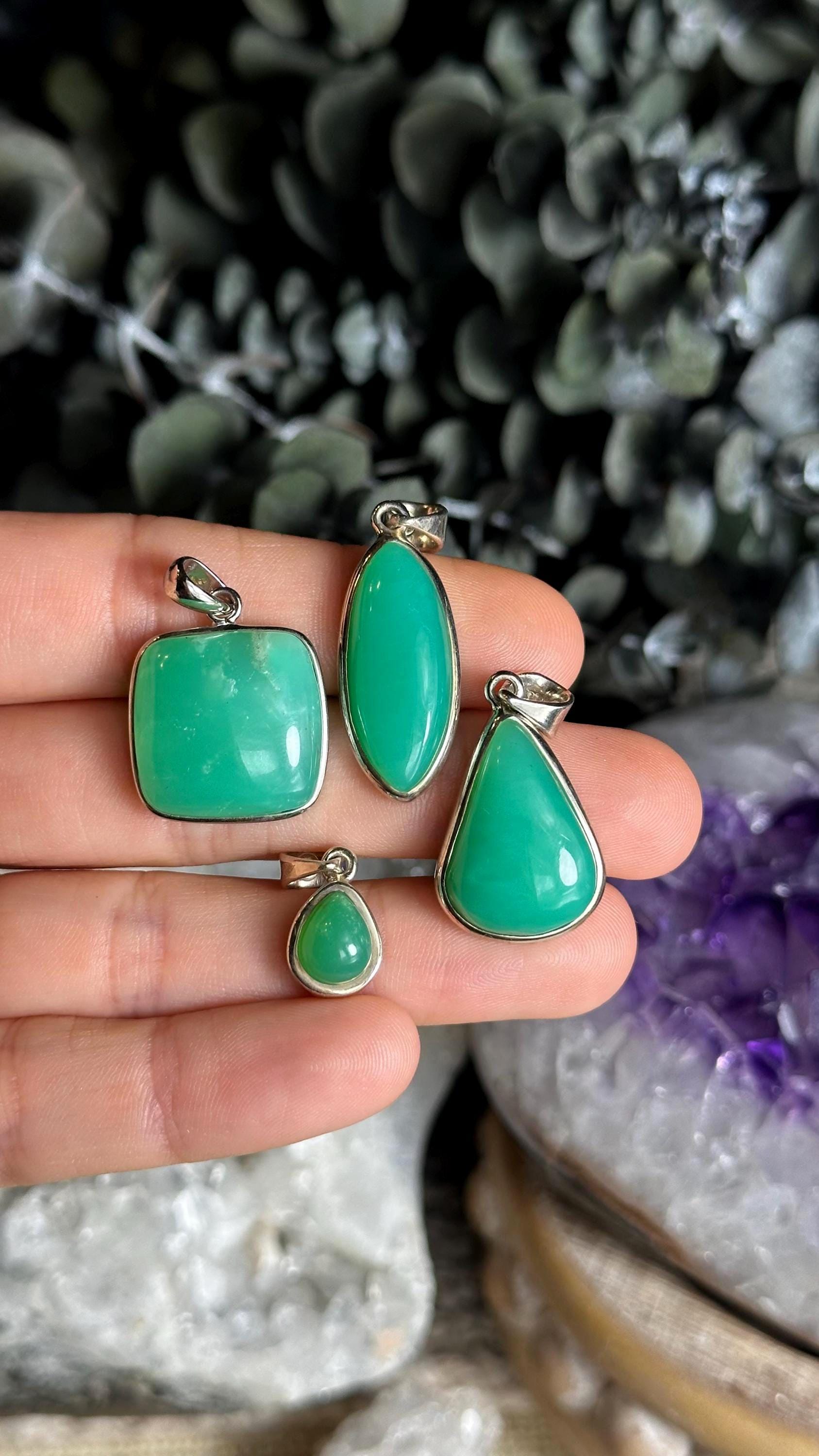 Chrysoprase Necklace: .925 Sterling Silver Pendant