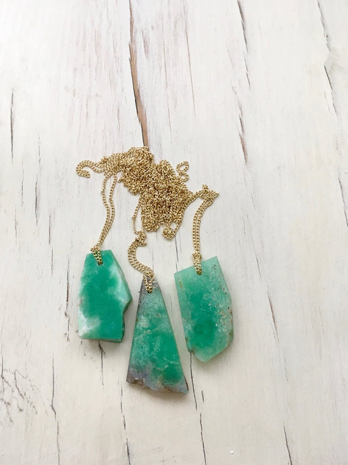 Chrysoprase Necklace Raw Chrysoprase Necklace Chrysoprase Pendant Necklace Gemstone Jewelry