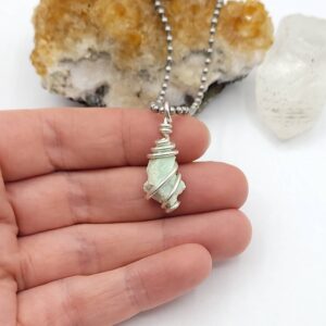 Chrysoprase Necklace | Raw Green Crystal Pendant In Silver | Heart Chakra Healing Jewelry | Emotional Renewal Stone | Gift For Her Chrysoprase Necklace | Raw Green Crystal Pendant In Silver | Heart Chakra Healing Jewelry | Emotional Renewal Stone | Gift For Her
