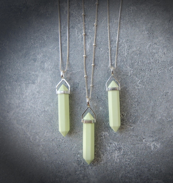 Chrysoprase Necklace Sterling Silver • Lemon Chrysoprase Pendant