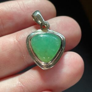 Sweet Little Chrysoprase Pendant - Handmade, Solid Sterling Silver & Genuine Australian Chrysoprase - Gorgeous Glowing Green Healing Crystal Sweet Little Chrysoprase Pendant - Handmade, Solid Sterling Silver & Genuine Australian Chrysoprase - Gorgeous Glowing Green Healing Crystal
