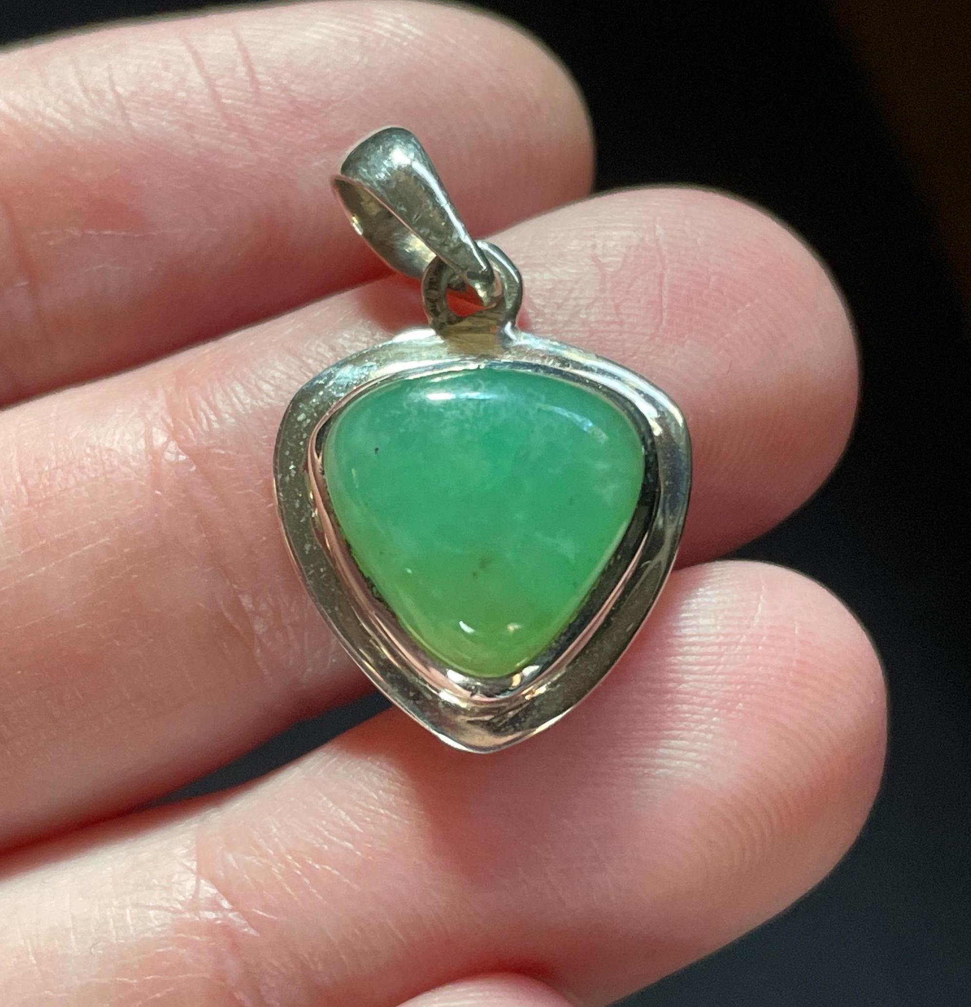 Sweet Little Chrysoprase Pendant - Handmade, Solid Sterling Silver & Genuine Australian Chrysoprase - Gorgeous Glowing Green Healing Crystal Sweet Little Chrysoprase Pendant - Handmade, Solid Sterling Silver & Genuine Australian Chrysoprase - Gorgeous Glowing Green Healing Crystal