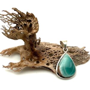 Chrysoprase Teardrop Pendant, 925 Sterling Silver, Caribbean Ocean Stone Chrysoprase Teardrop Pendant, 925 Sterling Silver, Caribbean Ocean Stone