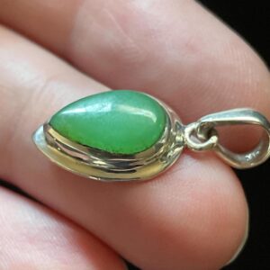 Tiny Chrysoprase Pendant - Dainty Glowing Green Natural Chrysoprase - Handmade With Solid Sterling Silver - Peaceful Healing Crystal Tiny Chrysoprase Pendant - Dainty Glowing Green Natural Chrysoprase - Handmade With Solid Sterling Silver - Peaceful Healing Crystal