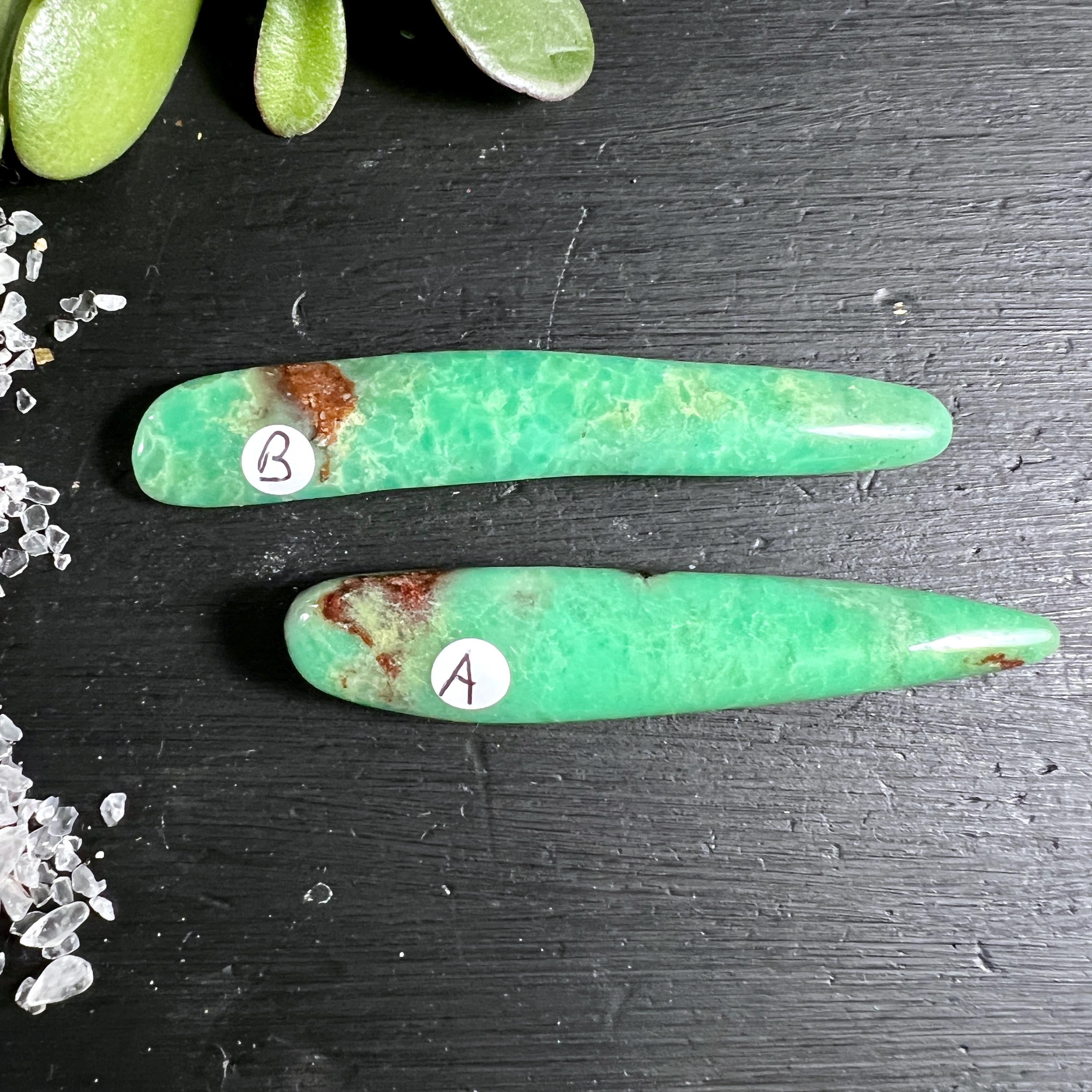 Chrysoprase Wand Acupressure & Meditation | Polished Crystal Stick | Australia | Choose A Or B