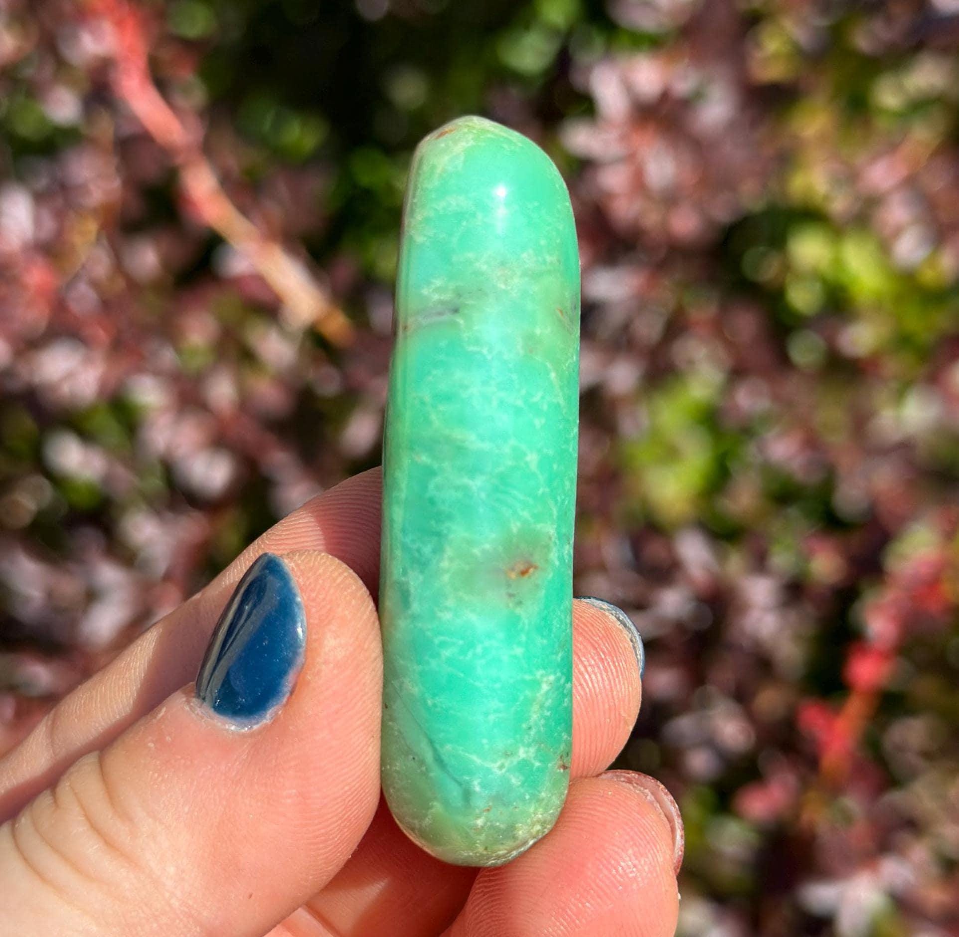 Chrysoprase Stone Stick - Grade B Chrysoprase Tumbled Stones - Polished Chrysoprase Sticks - Chrysoprase Crystal Wand - Chrysoprase Rod