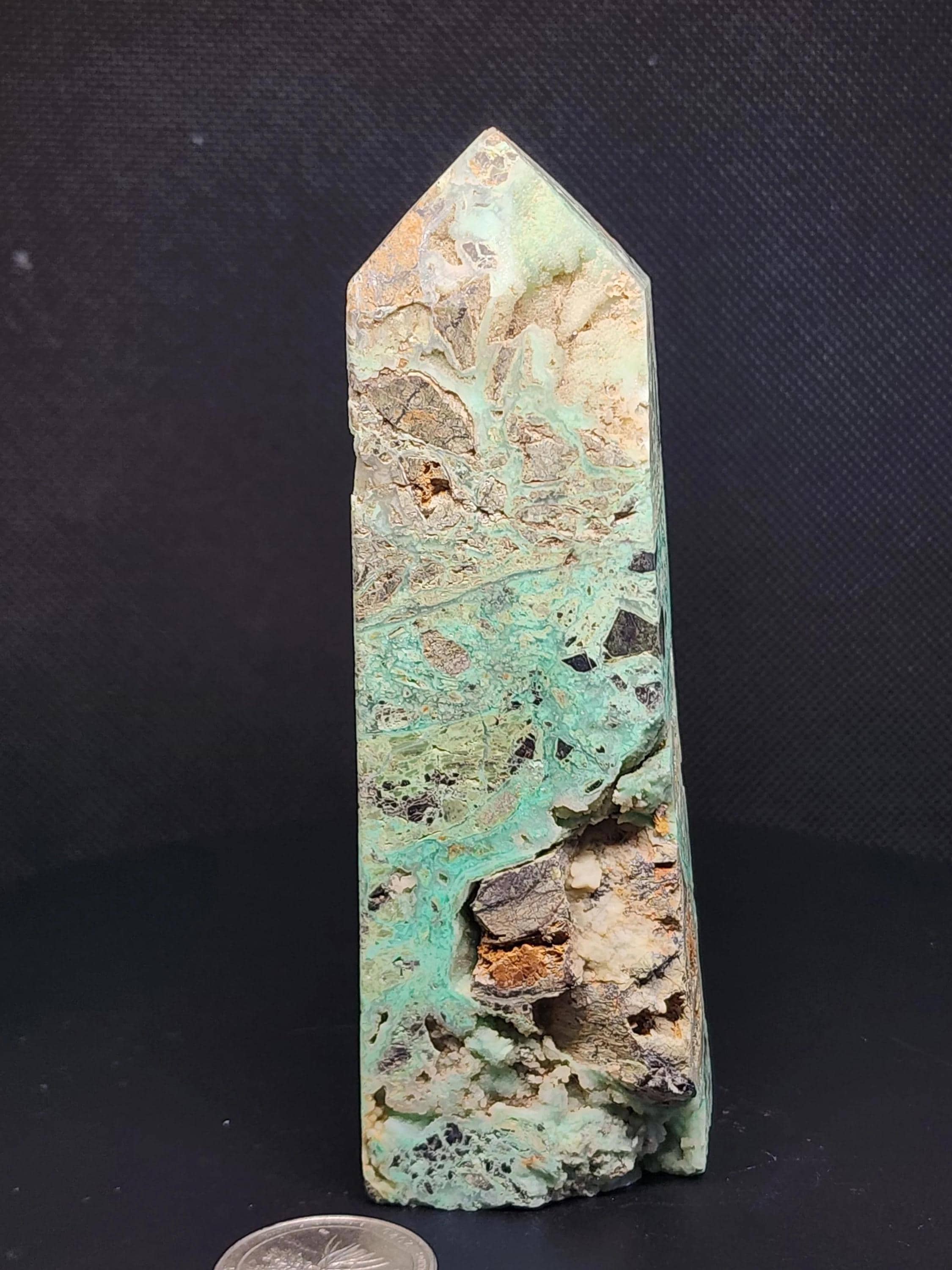Chrysoprase Tower With Druzy