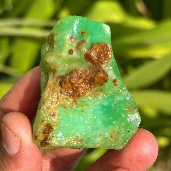 Raw Australian Chrysoprase Gemstone: Healing Crystal, Display Specimen, 124.10 Carat Raw Australian Chrysoprase Gemstone: Healing Crystal, Display Specimen, 124.10 Carat