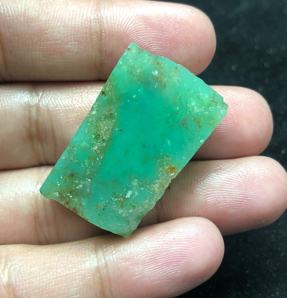 Australian Origin Natural Chrysoprase Rough Stone Slice | Raw Apple Green Slab 15.2g 36x22x10mm