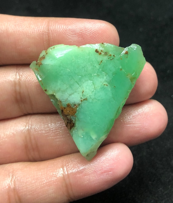 Natural Chrysoprase Rough Stone Slice | Raw Green Slab 20.2g 42x38x10mm Natural Chrysoprase Rough Stone Slice | Raw Green Slab 20.2g 42x38x10mm