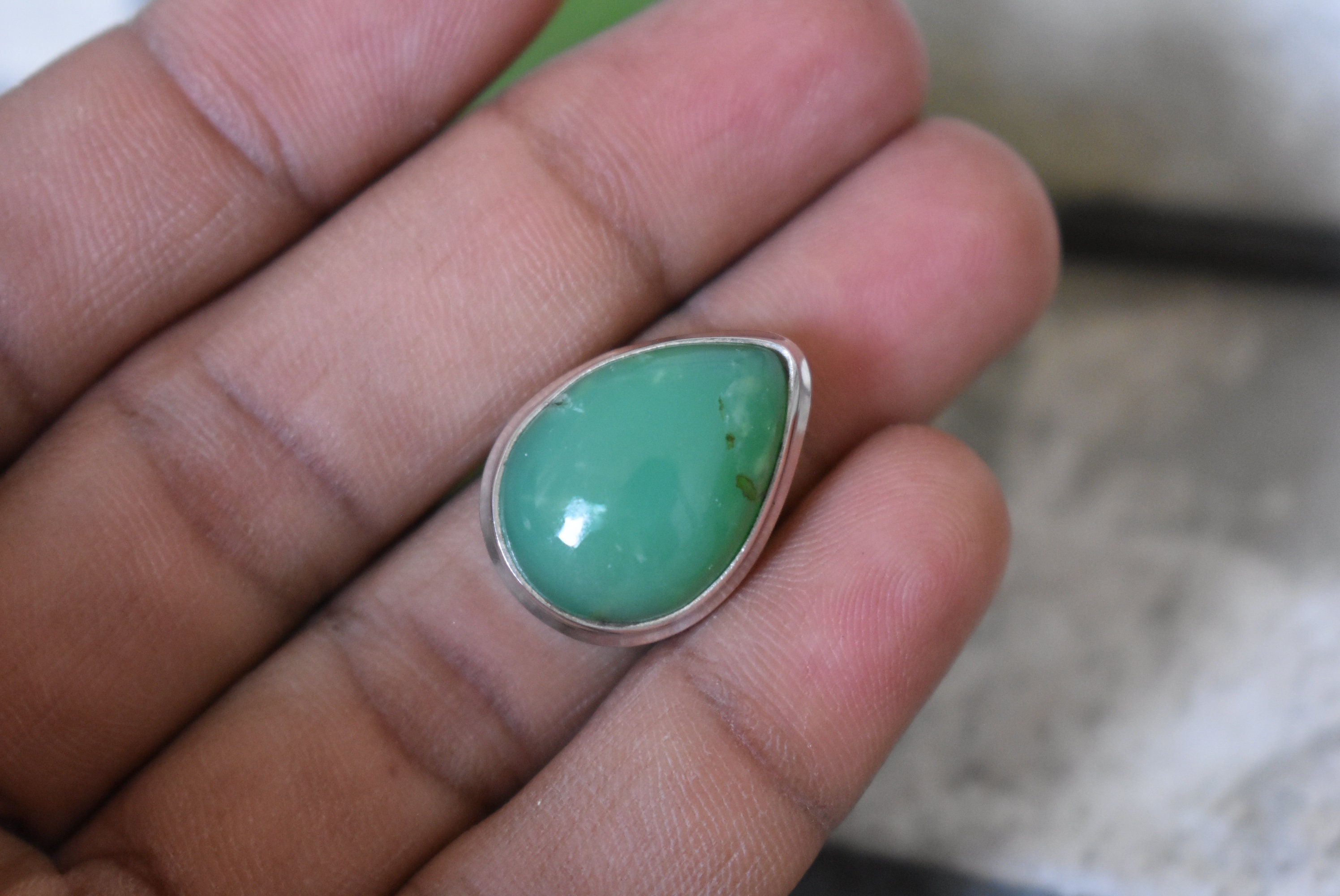 925 Silver Chrysoprase Ring-natural Green Chrysoprase Ring - Handmade Ring-chrysoprase Gemstone Ring 925 Silver Chrysoprase Ring-natural Green Chrysoprase Ring - Handmade Ring-chrysoprase Gemstone Ring