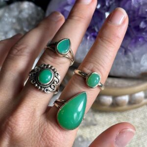 Chrysoprase Ring, .925 Sterling Silver, Minimalist, Statement, Fitted
