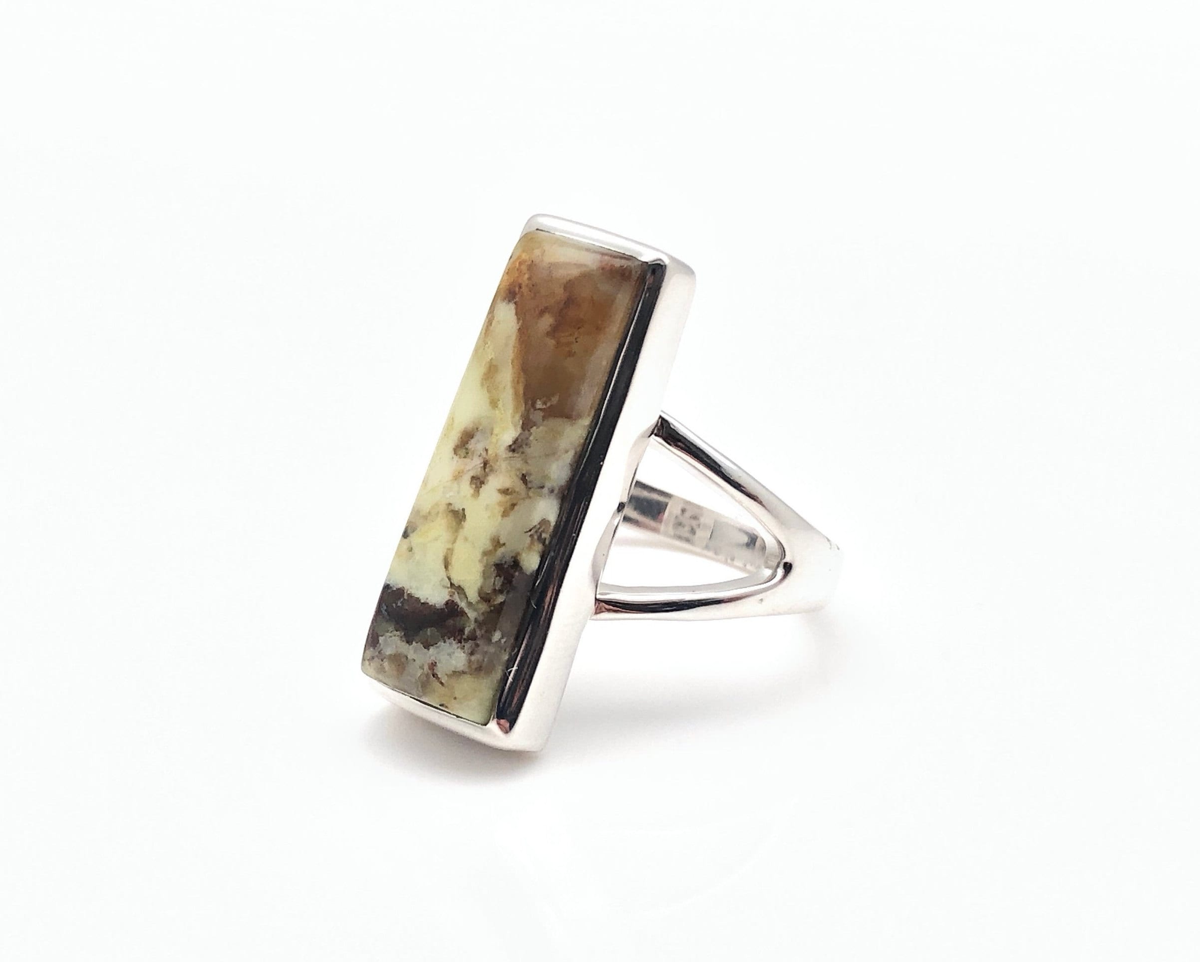 Green Chrysoprase Ring Size 6 // Rectangular Sterling Silver Setting // Chrysoprase Ring // Chrysoprase Stone Ring // Green Stone Ring