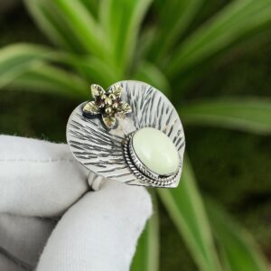 Handmade Lemon Chrysoprase Ring: 925 Sterling Silver, Adjustable, 18K Gold Plated Handmade Lemon Chrysoprase Ring: 925 Sterling Silver, Adjustable, 18K Gold Plated