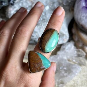 Large Chrysoprase Adjustable Ring, 925 Sterling Silver Large Chrysoprase Adjustable Ring, 925 Sterling Silver