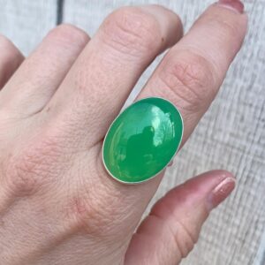 Large Oval Bright Green Chrysoprase Sterling Silver Ring | Large Oval Green Stone | Made To Order | Gifts For Her | Unique Stone Ring Large Oval Bright Green Chrysoprase Sterling Silver Ring | Large Oval Green Stone | Made To Order | Gifts For Her | Unique Stone Ring