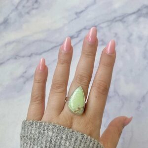 Lemon Chrysoprase Adjustable Ring / 925 Sterling Silver / Healing Gemstone /Fancy Cab / Lemon Chrysoprase Jewelry / Statement Ring LCP-R-24. Lemon Chrysoprase Adjustable Ring / 925 Sterling Silver / Healing Gemstone /Fancy Cab / Lemon Chrysoprase Jewelry / Statement Ring LCP-R-24.