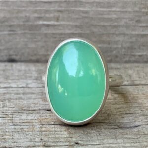 Lovely Elegant Oval Light Green Chrysoprase Sterling Silver Ring | Chrysoprase Ring | Boho | Green Gemstone Ring | Gifts For Her |