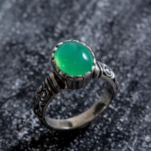 Chrysoprase Ring, Natural Chrysoprase, Green Boho Ring, Silver Vintage Ring, Ethnic Ring, Oval Solitaire Ring, Embossed Ring, Rare By Adina Chrysoprase Ring, Natural Chrysoprase, Green Boho Ring, Silver Vintage Ring, Ethnic Ring, Oval Solitaire Ring, Embossed Ring, Rare By Adina