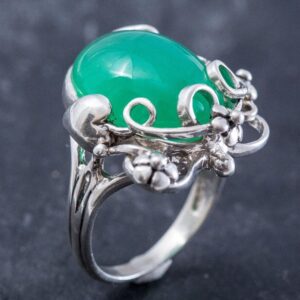 Chrysoprase Ring, Natural Chrysoprase, Large Green Ring, May Birthstone, Green Vintage Ring, Large Flower Ring, 925 Silver, Rare By Adina Chrysoprase Ring, Natural Chrysoprase, Large Green Ring, May Birthstone, Green Vintage Ring, Large Flower Ring, 925 Silver, Rare By Adina
