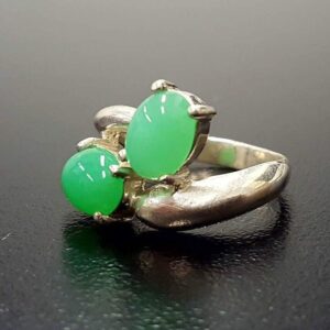 Chrysoprase Ring, Natural Chrysoprase, May Birthstone, Green Vintage Ring, 2 Stone Ring, Solid Silver Ring, Green Oval Ring, Rare By Adina Chrysoprase Ring, Natural Chrysoprase, May Birthstone, Green Vintage Ring, 2 Stone Ring, Solid Silver Ring, Green Oval Ring, Rare By Adina