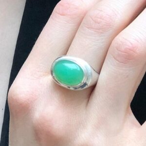 Chrysoprase Ring, Real Chrysoprase, Green Vintage Ring, Oval Statement Ring, Wide Band Ring, Chunky Silver Ring, Rare By Adina Chrysoprase Ring, Real Chrysoprase, Green Vintage Ring, Oval Statement Ring, Wide Band Ring, Chunky Silver Ring, Rare By Adina