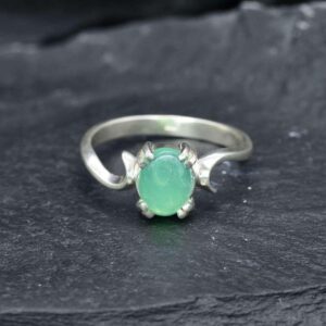 Chrysoprase Ring, Solitaire Silver Ring, Green Gem Ring, Natural Chrysoprase Ring, Vintage Ring, Chrysoprase Jewelry, Bands By Adina Chrysoprase Ring, Solitaire Silver Ring, Green Gem Ring, Natural Chrysoprase Ring, Vintage Ring, Chrysoprase Jewelry, Bands By Adina