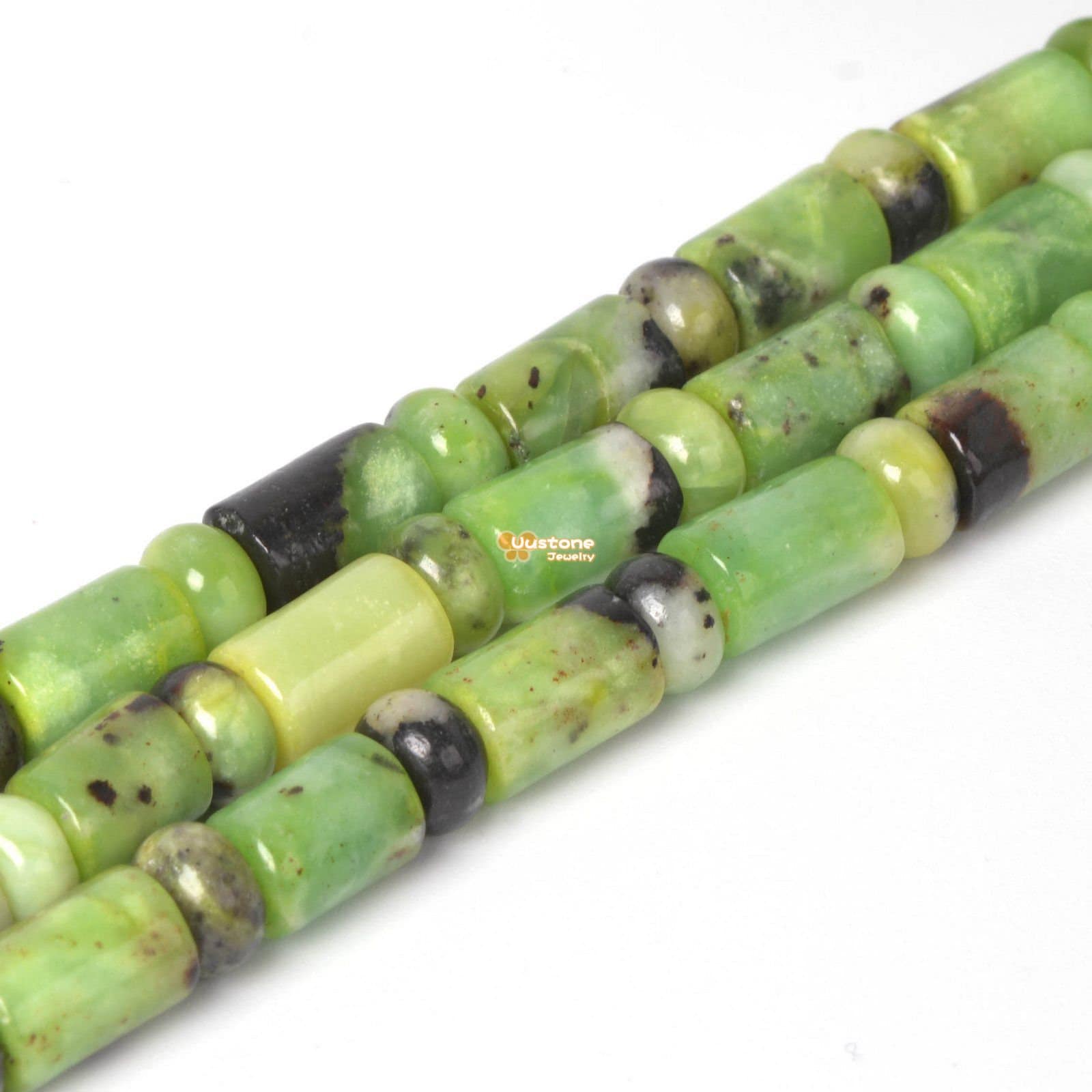 9mm To 10mm Australian Chrysoprase Tube & Rondelle Spacer Loose Gemstone Beads 16"