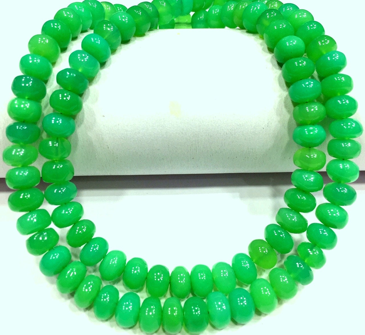 Aaa+ Quality~natural Chrysoprase Smooth Rondelle Beads 7.mm Chrysoprase Rondelle Beads Great Luster Chrysoprase Gemstone Beads Strand.
