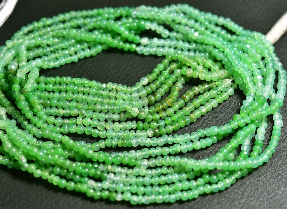 Chrysoprase Rondelle Beads - 16 Inches - Super Quality Natural Smooth Chrysoprase Rondelle - Size Is 3.5 Mm #1174