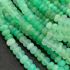 Finest Quality- Natural Chrysoprase Smooth Rondelle Gemstone Beads, Size- 4.5 - 5.5 Mm Approx Shaded Green Chrysoprase- 17 Inch Strand Beads Finest Quality- Natural Chrysoprase Smooth Rondelle Gemstone Beads, Size- 4.5 - 5.5 Mm Approx Shaded Green Chrysoprase- 17 Inch Strand Beads