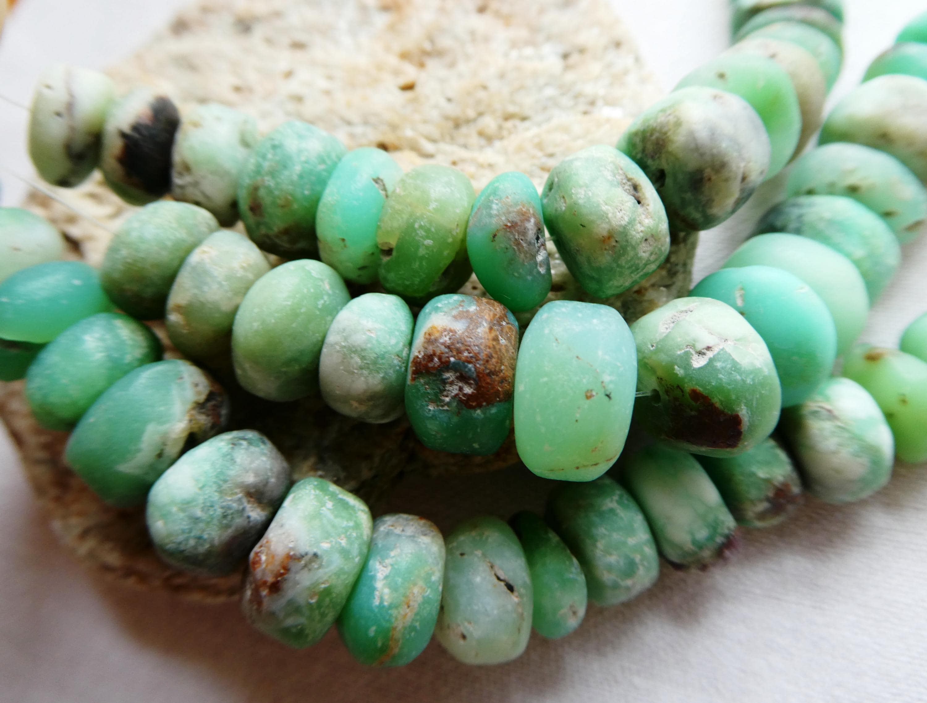 Chrysoprase Rondelle Matte 10-11mm Beads - 4in Gemstone Strand- Jewelry Making-natural Craft Beads