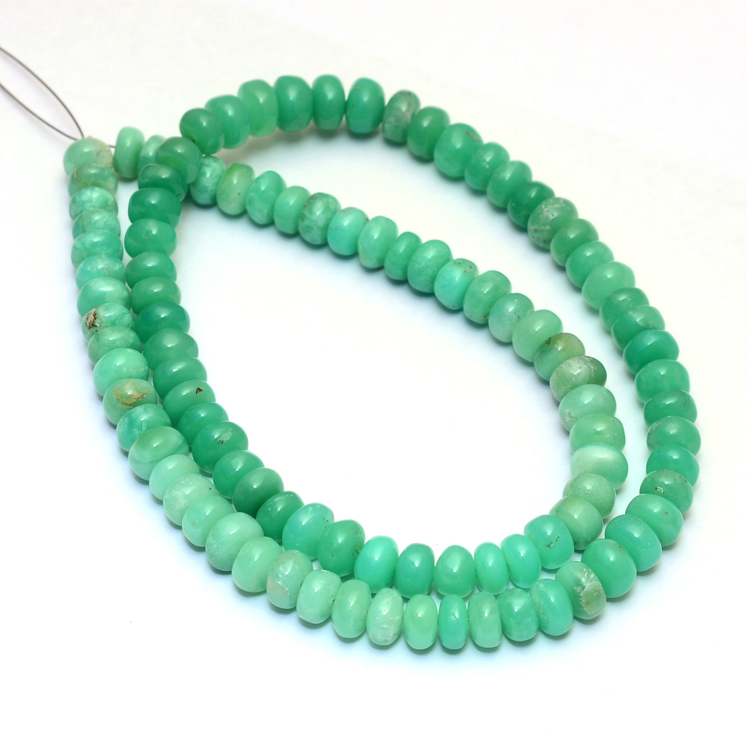 Natural Chrysoprase 6mm-7mm Smooth Rondelle Shaded Beads, 16inch Strand, Green Chrysoprase Semi Precious Gemstone Loose Beads For Jewelry
