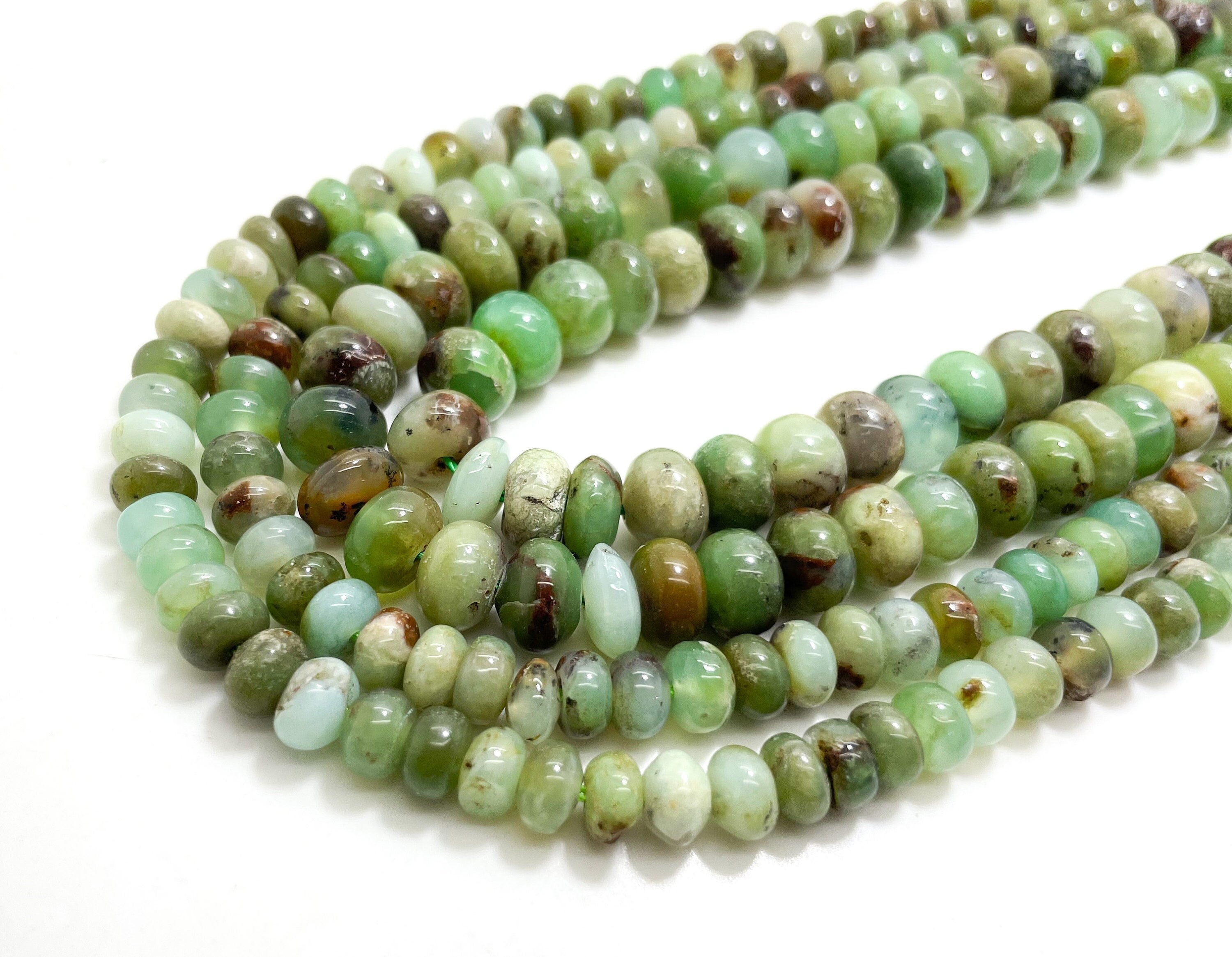 Natural Aaa Chrysoprase Smooth Polished Rondelle Gemstone Beads Size 6mm 8mm 15.5'' Strand - Rd31 Natural Aaa Chrysoprase Smooth Polished Rondelle Gemstone Beads Size 6mm 8mm 15.5'' Strand - Rd31