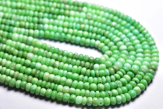 Natural Chrysoprase Rondelle Beads - 16 Inches - Beautiful Smooth Chrysoprase Rondelle - Shaded Chrysoprase - Size Is 5 Mm #1462