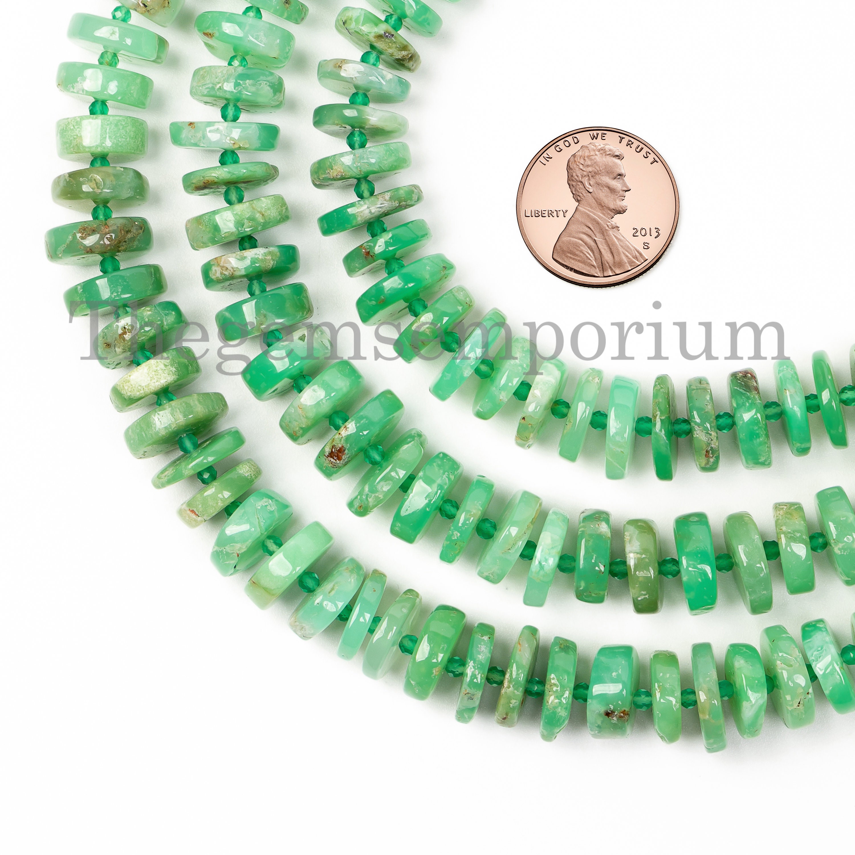 Natural Chrysoprase Tyre Beads, Gemstone Jewelry Beads