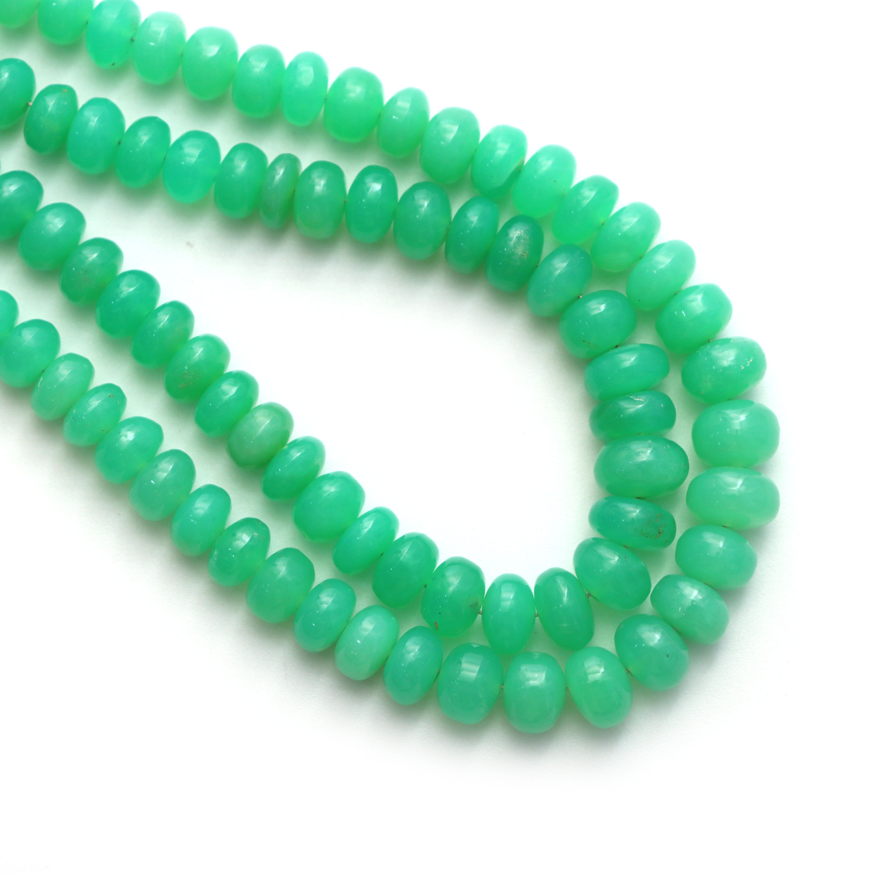 Chrysoprase Smooth Rondelle Beads, 6 Mm To 8 Mm, Chrysoprase Jewelry Making Beads, 18 Inches Full Strand, Price Per Strand