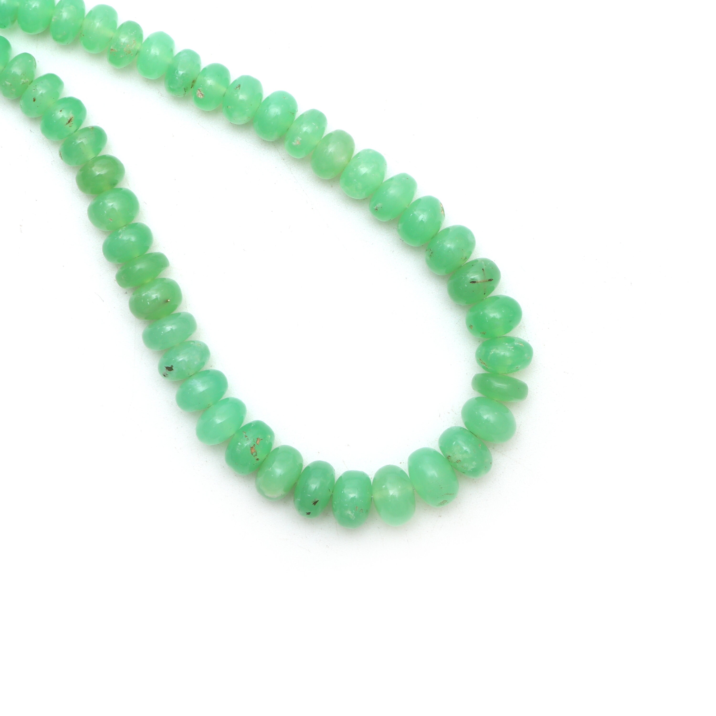 Chrysoprase Smooth Rondelle Beads, 6 Mm To 9 Mm, Chrysoprase Jewelry Making Beads, 18 Inches Full Strand, Price Per Strand
