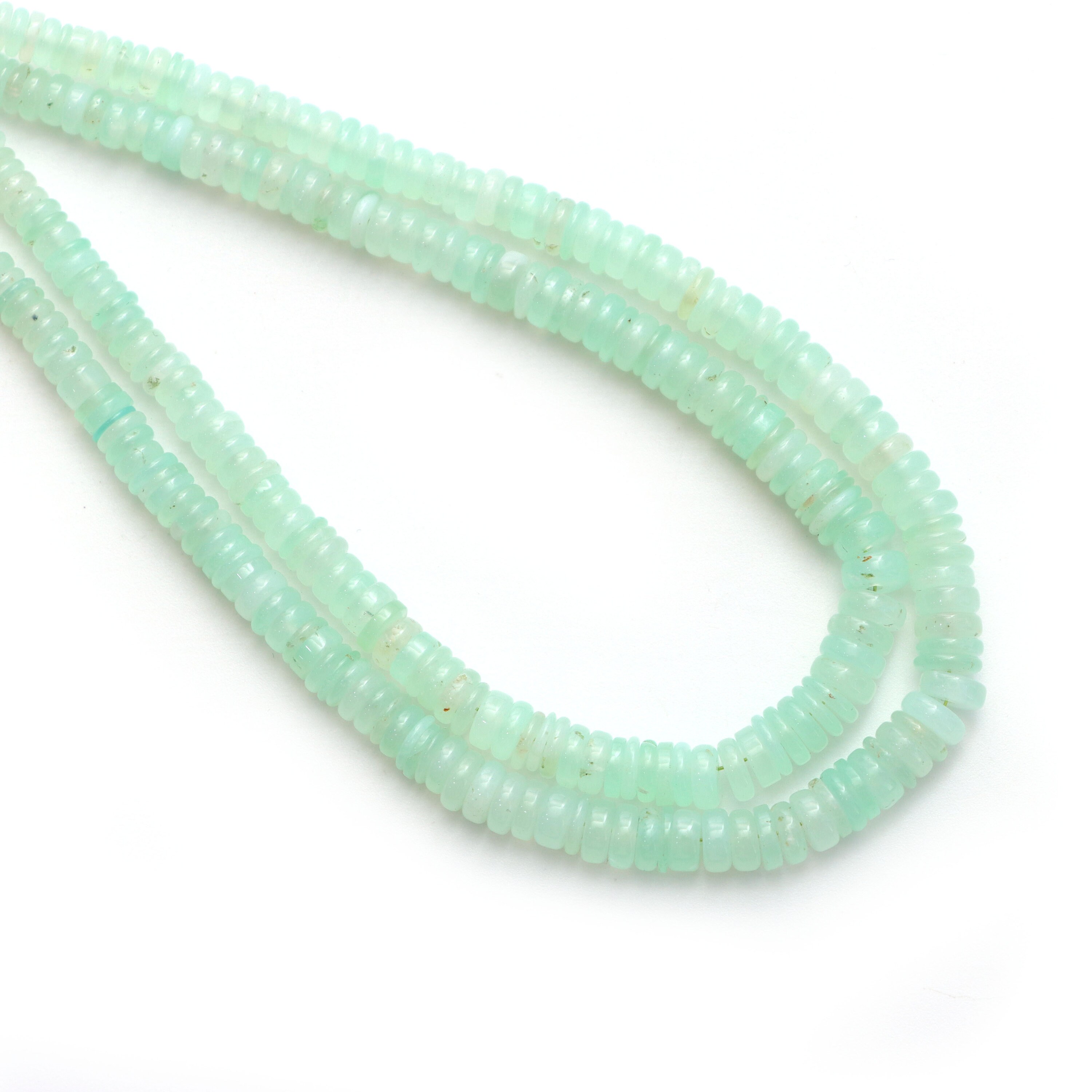 Chrysoprase Smooth Tyre Beads, 3 Mm To 6 Mm, Chrysoprase Jewelry Making Beads, 18 Inches Full Strand, Price Per Strand