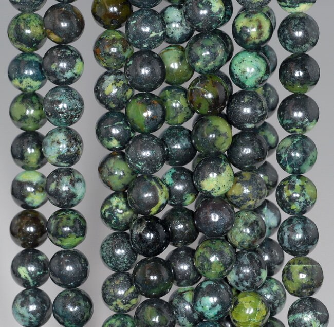 10mm Black Green Chrysoprase Gemstone Round Loose Beads 7.5 Inch Half Strand (80000537 H-a71)