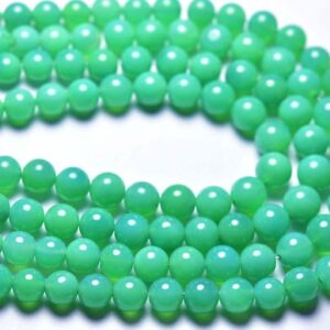 Finest Green Chalcedony Round Beads - 8.5 inches - Natural Smooth Chrysoprase Color Chalcedony Round Shape Beads - Size is 5.5 - 6  mm #1497