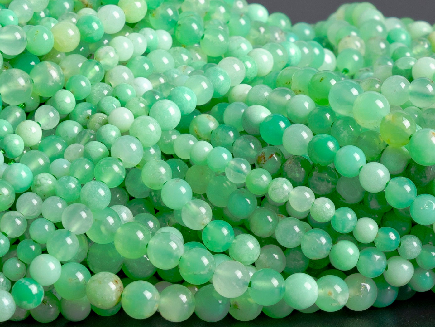 Genuine Natural Green Chrysoprase / Australian Jade Loose Beads Round Shape 3mm 4mm 5mm