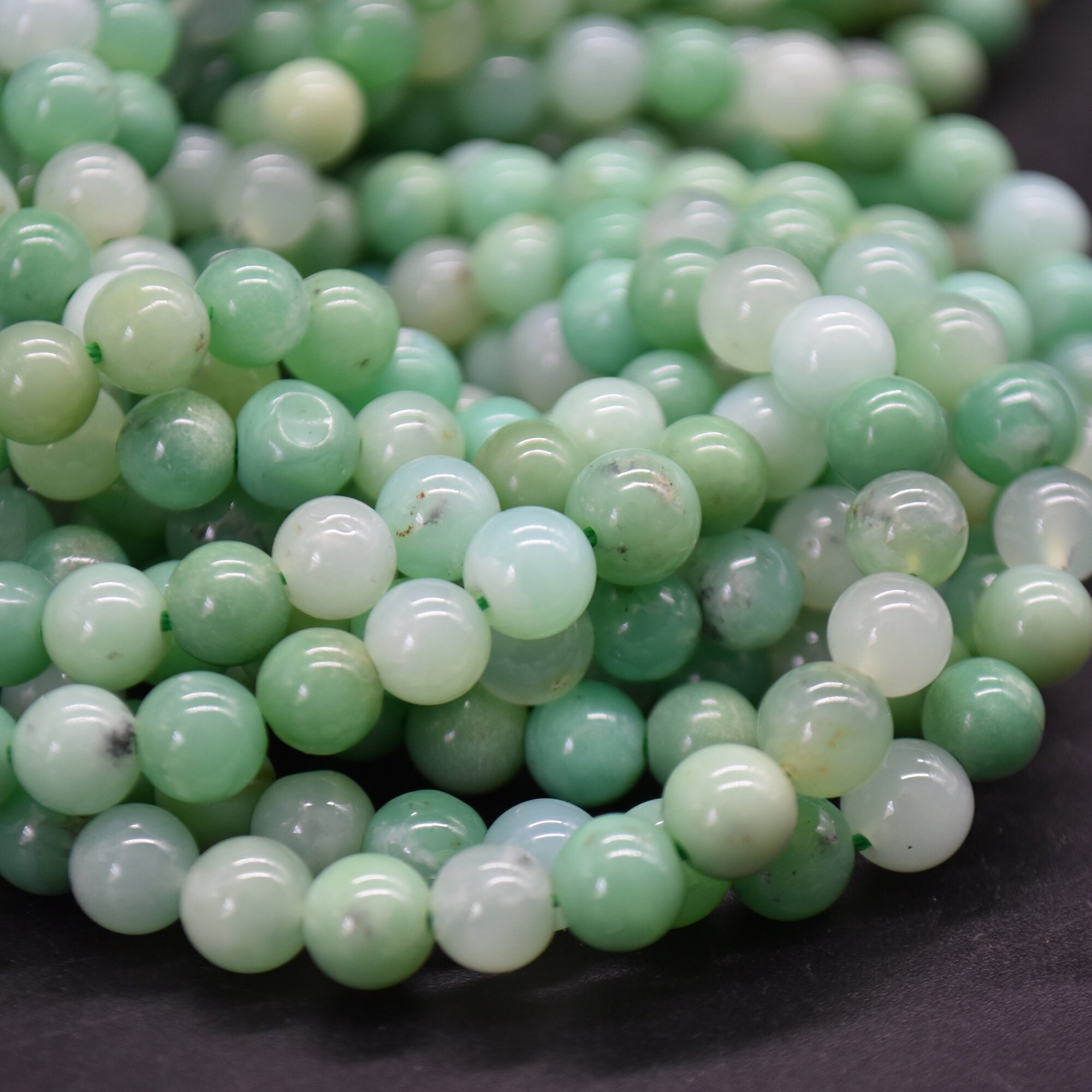 Green Australian Chrysoprase Round Beads - 6mm - 14" Strand - Natural Gemstone Green Australian Chrysoprase Round Beads - 6mm - 14" Strand - Natural Gemstone