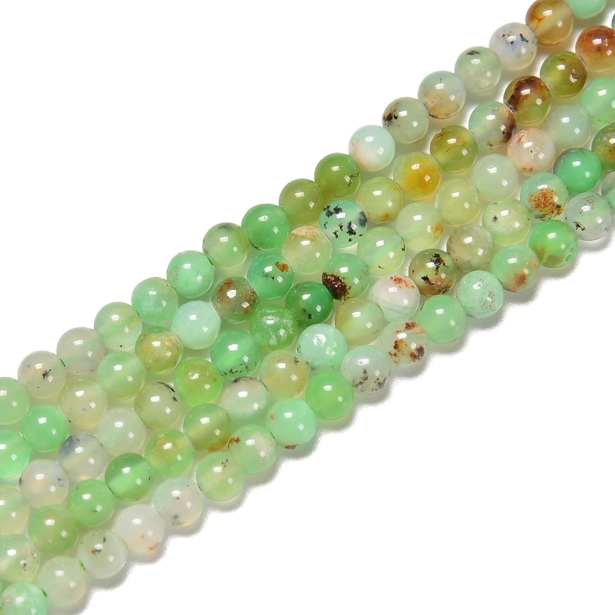 Natural Chrysoprase Smooth Round Beads Size 4mm 15.5" Strand Natural Chrysoprase Smooth Round Beads Size 4mm 15.5" Strand