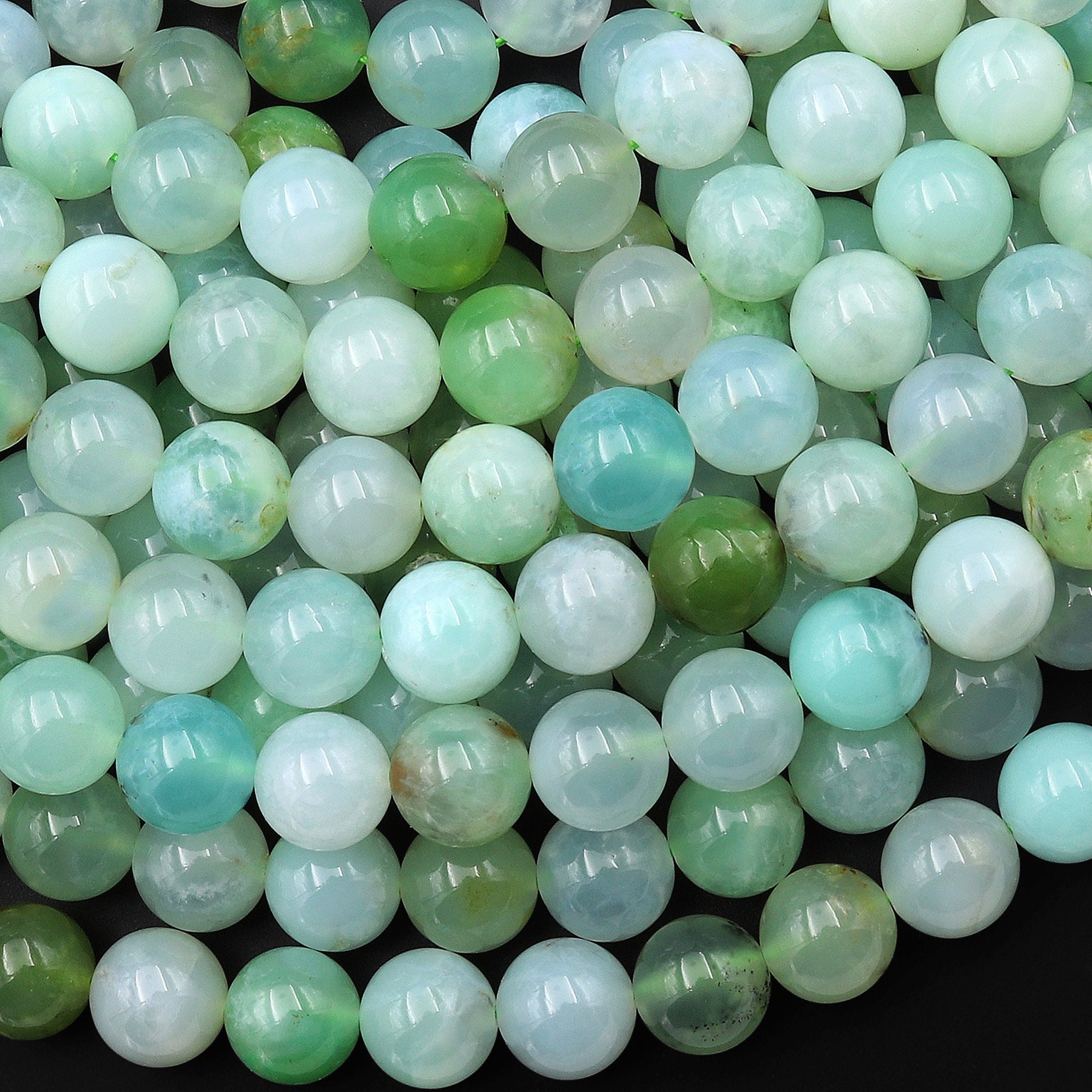 Natural Translucent Soft Green Chrysoprase Round Beads 8mm Gemstone 15.5" Strand Natural Translucent Soft Green Chrysoprase Round Beads 8mm Gemstone 15.5" Strand